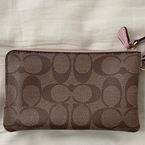 Coach Signature Brown and Pink Wristlet - Picture 5 of 8